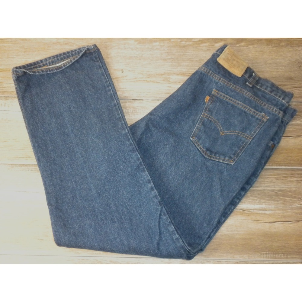Levi's 540 Jeans Mens 42x32 Blue Denim Relaxed Straight Leather Patch 80's USA